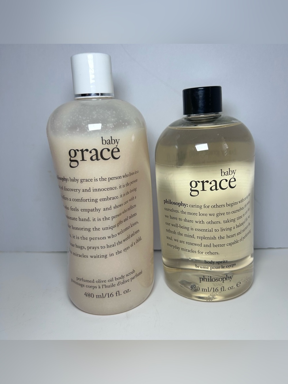 New Philosophy Baby Grace Set Perfumed Body Scrub and Body Spritz 16oz